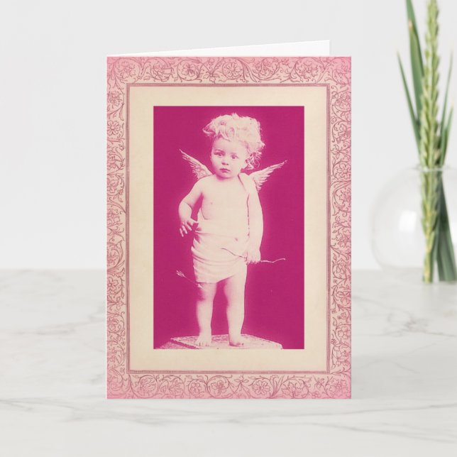 Sorprendida Tarjeta El día de San Valentín Cherub  (Anverso)