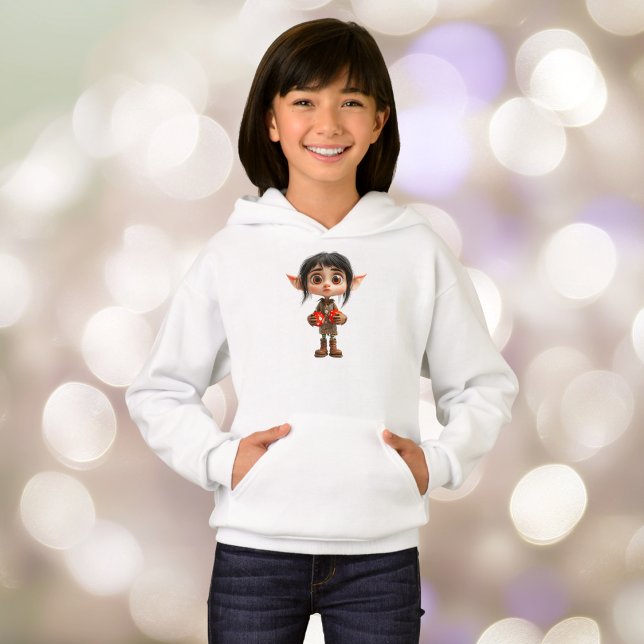 Sorprendido Chica Navidades Elf Chica Hoodie (Subido por el creador)
