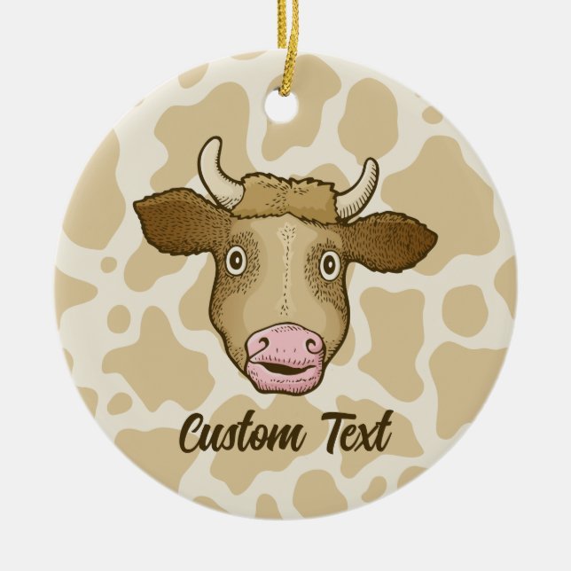 Sorprendido ornamento cerámico de vaca (Frente)
