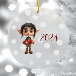 Sorprendidos Navidades Chicas Elf Ornamento cerámi