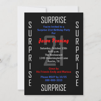 Sorpresa 21ª invitación a la fiesta de cumpleaños