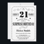 Sorpresa 21ª invitación de cumpleaños blanco y neg<br><div class="desc">Sorpresa 21ª Invitación de cumpleaños Tipografía en blanco y negro. Fondo blanco y negro. Cumpleaños de adultos. Cumpleaños de hombres o mujeres. Invite a un niño o a una Chica. 13.º 15.º 16.º 18.º 20.21.30.40.50.60.70.80.90.100. Cualquier edad. Para una mayor personalización, haga clic en el botón "Personalizar" y utilice nuestra herramienta...</div>