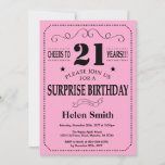 Sorpresa 21ª invitación de cumpleaños negro y rosa<br><div class="desc">Sorpresa 21ª Invitación de cumpleaños Tipografía negra y rosa. Fondo negro y rosa. Cumpleaños de adultos. Cumpleaños de hombres o mujeres. Invite a un niño o a una Chica. 13.º 15.º 16.º 18.º 20.21.30.40.50.60.70.80.90.100. Cualquier edad. Para una mayor personalización, haga clic en el botón "Personalizar" y utilice nuestra herramienta de...</div>