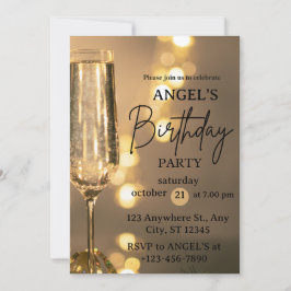 Sorpresa 21º fiesta Invitación al cumpleaños oro l