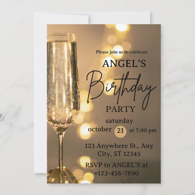 Sorpresa 21º fiesta Invitación al cumpleaños oro l (Anverso)