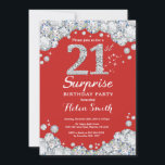 Sorpresa 21.ª Invitación de cumpleaños Diamante Pl<br><div class="desc">Sorpresa Invitación a cumpleaños número 21. Fondo rojo de diamante Diamante de imitación rojo y plateado. Elegante invitación de Bash de cumpleaños. Cumpleaños de adultos. Cumpleaños de las mujeres. Cumpleaños de los hombres. Para una mayor personalización, haga clic en el botón "Personalizar" y utilice nuestra herramienta de diseño para modificar...</div>