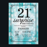 Sorpresa 21.ª invitación de cumpleaños Purpurina V<br><div class="desc">Sorpresa 21ª Invitación de cumpleaños con Verde azuladas luces de cadena con Verde azulado fondo Purpurina. Cumpleaños verde azulado. Cumpleaños de adultos. Invitación de cumpleaños de hombres o mujeres. 13.º 15.º 16.º 18.º 20.21.30.40.50.60.70.80.90.100, cualquier edad. Para una mayor personalización, haga clic en el botón "Personalizar" y utilice nuestra herramienta de...</div>