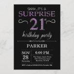 Sorpresa 21 cumpleaños invitación negro y púrpura<br><div class="desc">Sorpresa 21 cumpleaños invitación con fondo negro y morado Purpurina.Pizarra. Cumpleaños de adultos. Invitar el cumpleaños de hombres o mujeres. Cualquier edad.
Para más personalización,  haga clic en el botón "Personalizar" y utilice nuestra herramienta de diseño para modificar esta plantilla.</div>