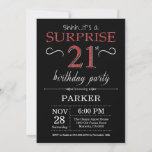 Sorpresa 21 cumpleaños invitación negro y rojo<br><div class="desc">Sorpresa 21 cumpleaños invitación con antecedentes de negro y Purpurina rojo.Pizarra. Cumpleaños de adultos. Invitar el cumpleaños de hombres o mujeres. Cualquier edad.
Para más personalización,  haga clic en el botón "Personalizar" y utilice nuestra herramienta de diseño para modificar esta plantilla.</div>