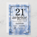 Sorpresa 21 cumpleaños invitación Purpurina azul<br><div class="desc">Sorpresa 21 cumpleaños con luces de cadena azul con fondo Purpurina azul. Cumpleaños Azul. Cumpleaños de adultos. Invitar el cumpleaños de hombres o mujeres. 13. 15. 16. 18. 20. 21. 30. 40. 50. 60. 70. 80. 90. 100. Cualquier edad. Para más personalización, haga clic en el botón "Personalizar" y utilice...</div>