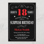 Sorpresa 21 cumpleaños invitación rojo y negro<br><div class="desc">Sorpresa Tipografía Roja y Negra invitación a los 18 años.Pizarra. Fondo blanco y negro. Cumpleaños de adultos. Cumpleaños de hombres o mujeres. Invite a un niño o Chica Lady Teen Teenage Bday. 13a 15a 16a 18a 20a 30a 40a 50a 60a 70a 80a 90a 100a. Cualquier edad. Para más personalización, haga...</div>