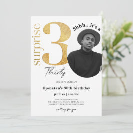 Sorpresa 30.ª invitación de cumpleaños de oro con