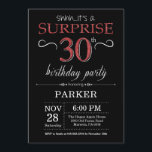 Sorpresa 30 cumpleaños invitación negro y rojo<br><div class="desc">Sorpresa 30 cumpleaños con antecedentes de negro y Purpurina rojo.Pizarra. Cumpleaños de adultos. Invitar el cumpleaños de hombres o mujeres. Cualquier edad.
Para más personalización,  haga clic en el botón "Personalizar" y utilice nuestra herramienta de diseño para modificar esta plantilla.</div>