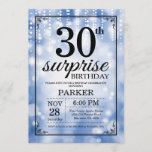 Sorpresa 30 cumpleaños invitación Purpurina azul<br><div class="desc">Sorpresa 30 cumpleaños con luces de cadena azul con fondo Purpurina azul. Cumpleaños Azul. Cumpleaños de adultos. Invitar el cumpleaños de hombres o mujeres. 13. 15. 16. 18. 20. 21. 30. 40. 50. 60. 70. 80. 90. 100. Cualquier edad. Para más personalización, haga clic en el botón "Personalizar" y utilice...</div>