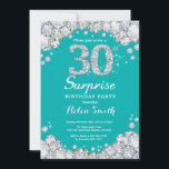 Sorpresa 30 cumpleaños invitación Verde azulada y<br><div class="desc">Sorpresa 30 cumpleaños invitación. Diamante de imitación Verde azulado y plateado Diamante Verde azulado Turquesa Aqua Fondo. Elegante Bash cumpleaños. Cumpleaños de adultos. Cumpleaños de las mujeres. Cumpleaños de los hombres.
Para más personalización,  haga clic en el botón "Personalizar" y utilice nuestra herramienta de diseño para modificar esta plantilla.</div>