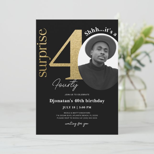 Sorpresa 40.ª foto de la invitación a los cumpleañ (Anverso de pie)
