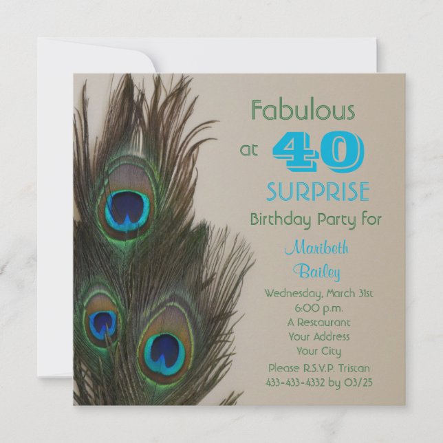 Sorpresa 40.ª invitación a la fiesta de cumpleaños (Anverso)