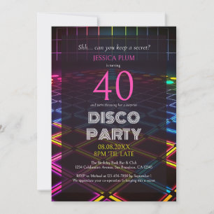 Sorpresa 40.ª invitación a la fiesta Neon Disco