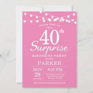 Sorpresa 40.ª invitación de cumpleaños Rosa