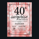 Sorpresa 40 cumpleaños Invitación a Purpurina rojo<br><div class="desc">Sorpresa 40 cumpleaños con luces de cadena roja de fondo rojo Purpurina. Cumpleaños Rojo. Cumpleaños de adultos. Invitar el cumpleaños de hombres o mujeres. 13. 15. 16. 18. 20. 21. 30. 40. 50. 60. 70. 80. 90. 100. Cualquier edad. Para más personalización, haga clic en el botón "Personalizar" y utilice...</div>