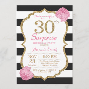Sorpresa 40 cumpleaños invitación color rosado oro