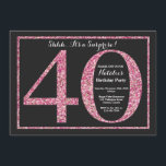 Sorpresa 40 cumpleaños invitación Purpurina rosa<br><div class="desc">Sorpresa 40 cumpleaños. Invitación a la fiesta de cumpleaños de Purpurina negro y rosa con fondo de cartón. Cumpleaños sorpresa. Cumpleaños de adultos. Hombres o Mujeres Bday Bash Fiesta.
Para más personalización,  haga clic en el botón "Personalizar" y utilice nuestra herramienta de diseño para modificar esta plantilla.</div>