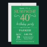 Sorpresa 40 cumpleaños invitación verde y oro<br><div class="desc">Sorpresa 40 cumpleaños con antecedentes de Purpurina verde y dorado. Cumpleaños de adultos. Invitar el cumpleaños de hombres o mujeres. Cualquier edad.
Para más personalización,  haga clic en el botón "Personalizar" y utilice nuestra herramienta de diseño para modificar esta plantilla.</div>