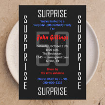 Sorpresa 50.ª invitación a la fiesta de cumpleaños
