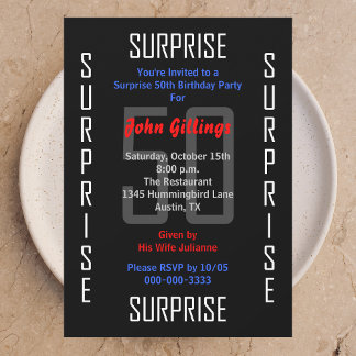Sorpresa 50.ª invitación a la fiesta de cumpleaños