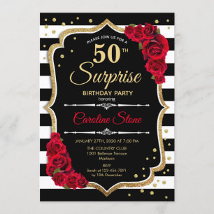 Sorpresa 50.ª invitación de cumpleaños Rojo blanco