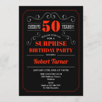 Sorpresa 50.ª invitación de cumpleaños - Rojo negr