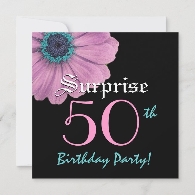 SORPRESA 50.ª plantilla de cumpleaños Daisy rosa (Anverso)