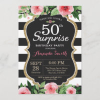 Sorpresa 50 cumpleaños Invitación a mujeres floral