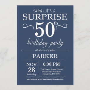 Sorpresa 50 cumpleaños invitación azul