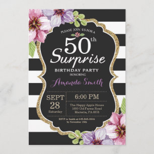 Sorpresa 50 cumpleaños invitación Floral Gold