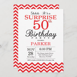 Sorpresa 50 cumpleaños Invitación Red Chevron
