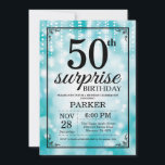 Sorpresa 50 cumpleaños Invitación Verde azulada Pu<br><div class="desc">Sorpresa 50 cumpleaños invitación con Verde azuladas cadenas con Verde azulado fondo Purpurina. Cumpleaños Verde azulado. Cumpleaños de adultos. Invitar el cumpleaños de hombres o mujeres. 13. 15. 16. 18. 20. 21. 30. 40. 50. 60. 70. 80. 90. 100. Cualquier edad. Para más personalización, haga clic en el botón "Personalizar"...</div>