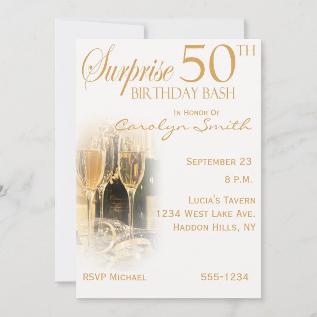 Sorpresa 50 invitaciones de fiesta de cumpleaños (Anverso)
