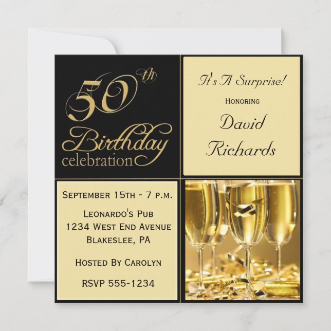 Sorpresa 50 invitaciones de fiesta de cumpleaños (Anverso)