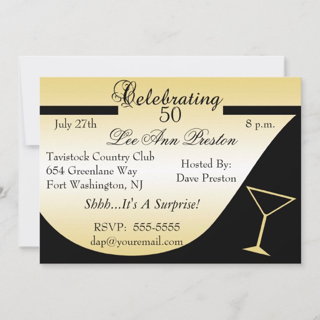Sorpresa 50 invitaciones de fiesta de cumpleaños (Anverso)