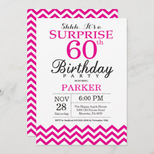 Sorpresa 60.ª invitación de cumpleaños Chevron cal
