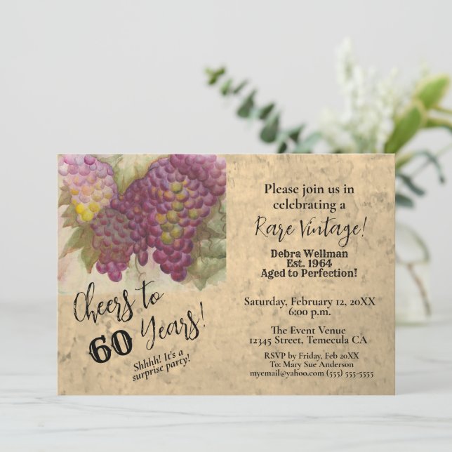 Sorpresa 60.ª Invitación temática del vino de cump (Anverso de pie)