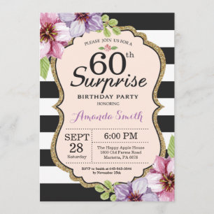 Sorpresa 60 cumpleaños Invitación a mujeres floral