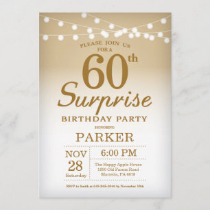 Sorpresa 60 cumpleaños invitación a oro