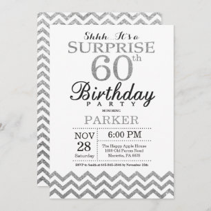 Sorpresa 60 cumpleaños Invitación a Purpurina Plat
