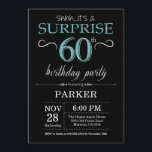 Sorpresa 60 cumpleaños invitación negro y Verde az<br><div class="desc">Sorpresa 60 cumpleaños invitación con antecedentes de Purpurina negro y Verde azulado.Pizarra. Cumpleaños de adultos. Invitar el cumpleaños de hombres o mujeres.
Cualquier edad. Para más personalización,  haga clic en el botón "Personalizar" y utilice nuestra herramienta de diseño para modificar esta plantilla.</div>