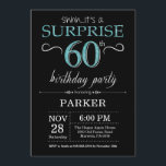 Sorpresa 60 cumpleaños invitación negro y Verde az<br><div class="desc">Sorpresa 60 cumpleaños invitación con antecedentes de Purpurina negro y Verde azulado.Pizarra. Cumpleaños de adultos. Invitar el cumpleaños de hombres o mujeres.
Cualquier edad. Para más personalización,  haga clic en el botón "Personalizar" y utilice nuestra herramienta de diseño para modificar esta plantilla.</div>