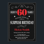Sorpresa 60 cumpleaños invitación rojo y negro<br><div class="desc">Sorpresa 60 cumpleaños Invitación tipografía roja y negra.Pizarra. Fondo blanco y negro. Cumpleaños de adultos. Cumpleaños de hombres o mujeres. Invite a un niño o Chica Lady Teen Teenage Bday. 13a 15a 16a 18a 20a 30a 40a 50a 60a 70a 80a 90a 100a. Cualquier edad. Para más personalización, haga clic en...</div>