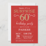 Sorpresa 60 cumpleaños invitación rojo y oro<br><div class="desc">Sorpresa 60 cumpleaños con antecedentes de Purpurina rojo y oro.Pizarra. Cumpleaños de adultos. Invitar el cumpleaños de hombres o mujeres. Cualquier edad.
Para más personalización,  haga clic en el botón "Personalizar" y utilice nuestra herramienta de diseño para modificar esta plantilla.</div>