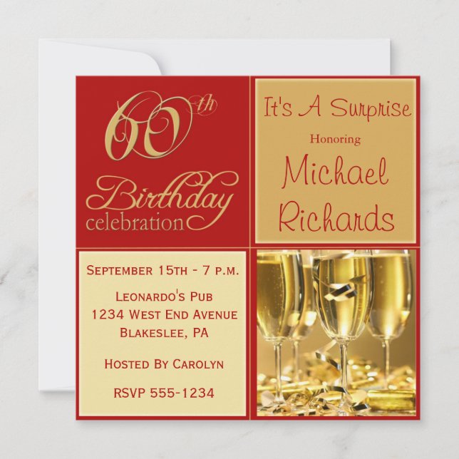 Sorpresa 60 invitaciones a fiestas de cumpleaños (Anverso)